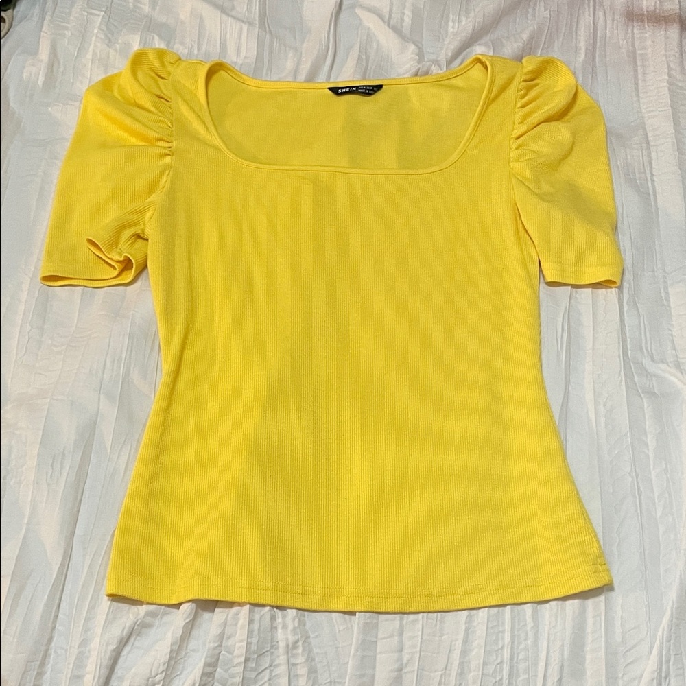Forever 21 Yellow Square Neck Blouse